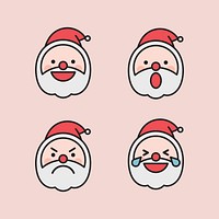 Santa emoticon set isolated on pink background vector