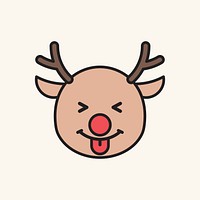 Playful Rudolph reindeer emoticon on beige background vector