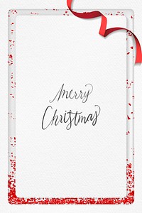 Merry Christmas paper greeting card design with red glitter frame vector