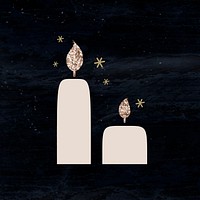 New Year pillar candles doodle with shimmering lights on black background vector
