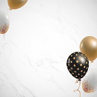 Festive party balloons psd in marble background