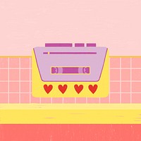Love theme cassette tape illustration