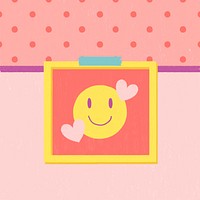 Smiling face emoji with hearts notepaper illustration
