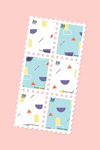 Pastel geometric patterned stamps collection vector