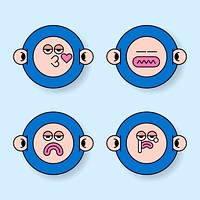 Cool monkey monster sticker set vector