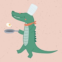 Aquatic cartoon crocodile cooking vector