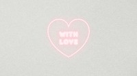 Pink with love neon word in a heart illustration