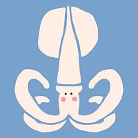 White squid on blue background vector