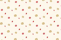 Vector pretzel strawberry tomato seamless pattern background