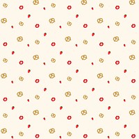 Vector pretzel strawberry tomato seamless pattern background