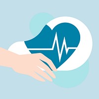 Hand supporting heart problem disease campaign vector