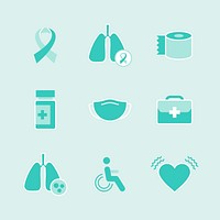 Coronavirus medical equipment element set vector