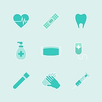 Coronavirus medical equipment element set vector