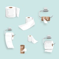 Toilet tissue roll set element vector