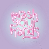 Pink wash your hands neon sign vector