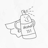 75% alcohol gel vector COVID-19 doodle illustration