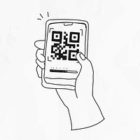 QR code vector cashless payment COVID-19 doodle illustration