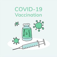Vaccination editable template vector for covid 19 social media post doodle illustration