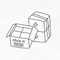Covid-19 vaccine distribution vector doodle illustration