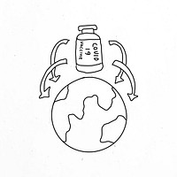Global covid 19 vaccination vector doodle illustration
