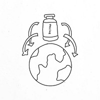 Global vaccine distribution vector doodle illustration