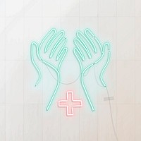 Disinfect your hands neon sign vector