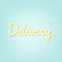 Delivery during coronavirus pandemic neon sign vector