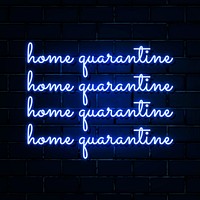 Home quarantine during the coronavirus pandemic neon sign vector
