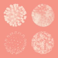 White halftone coronavirus collection on pink background illustration vector