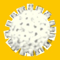 White halftone coronavirus on yellow background illustration vector