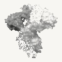 Monotone coronavirus cell under microscope design element on a white background vector