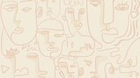 Abstract face drawing HD wallpaper, simple line art background