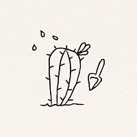 Planting cactus doodle style vector