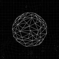 White 3D icosahedron on a black background vector