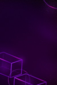 Geometric purple neon 3D cuboid background