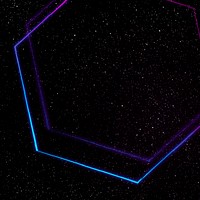 Neon hexagon frame on a black background