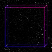 3D flat cuboid outline in neon purple design resource 