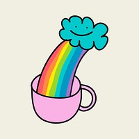 Rainbow in a pink cup on a beige background vector