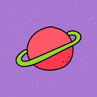 Red saturn illustrated on a purple background vector