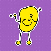 Cute dancing potato chip character sticker vector