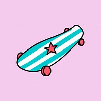 Striped skateboard illustrated on a pink background vector