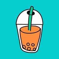 Bubble tea sticker illustrated on a blue background vector