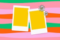 White instant photo frame on colorful background vector