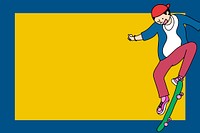 Young skateboarder character on two tone background vector