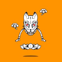 Bakeneko Japanese monster cat element on an orange background vector