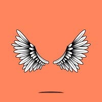 Pair of wings element on an orange background vector