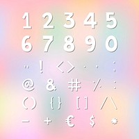 Styled numbers and symbol set vector