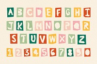 Alphabet and numbers psd lettering font set 