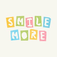 Vector SMILE MORE paper cut text typography font