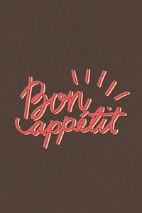 Hand drawn Bon appetit word typography stylized font